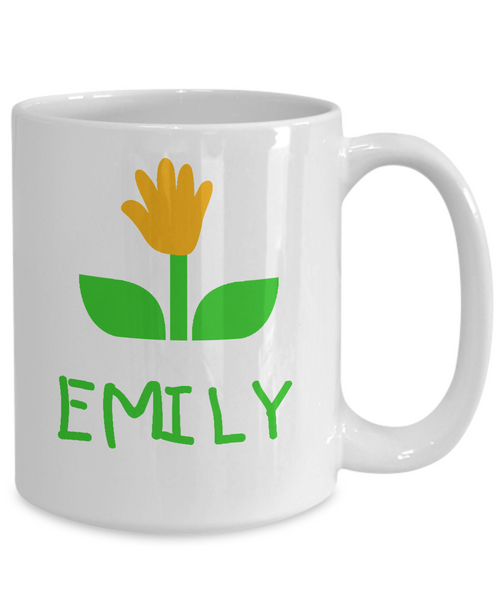 Emily Handprint Flower For Mom Mug - 14,95 Funny Mugs