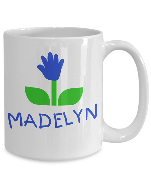 Madelyn Handprint Flower For Mom Mug - 14,95 Funny Mugs