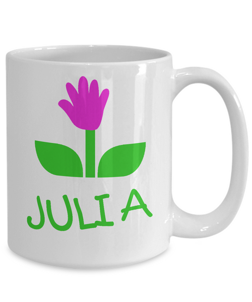 Julia Handprint Flower For Mom Mug - 14,95 Funny Mugs