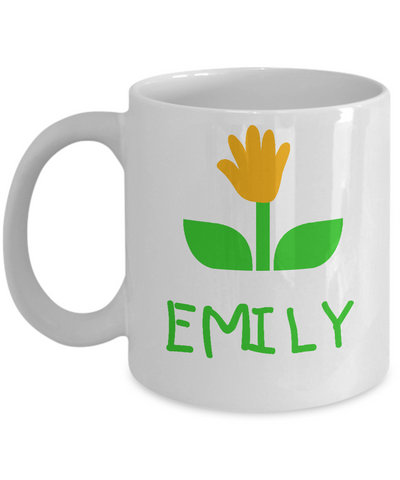 Emily Handprint Flower For Mom Mug - 14,95 Funny Mugs