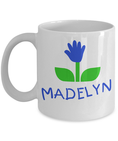 Madelyn Handprint Flower For Mom Mug - 14,95 Funny Mugs
