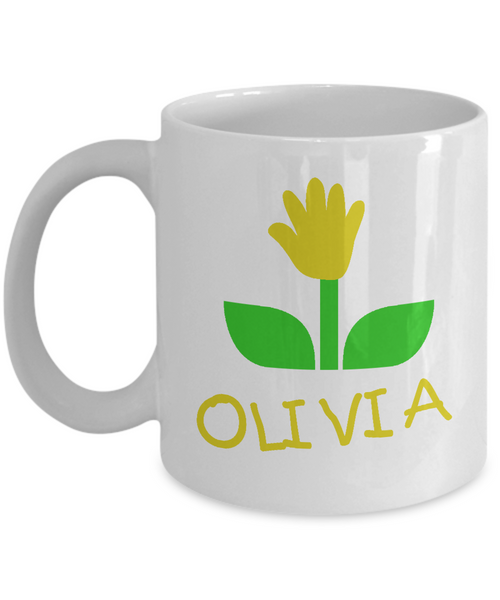 Mug Olivia Handprint Flower For Mom - 14,95 Funny Mugs