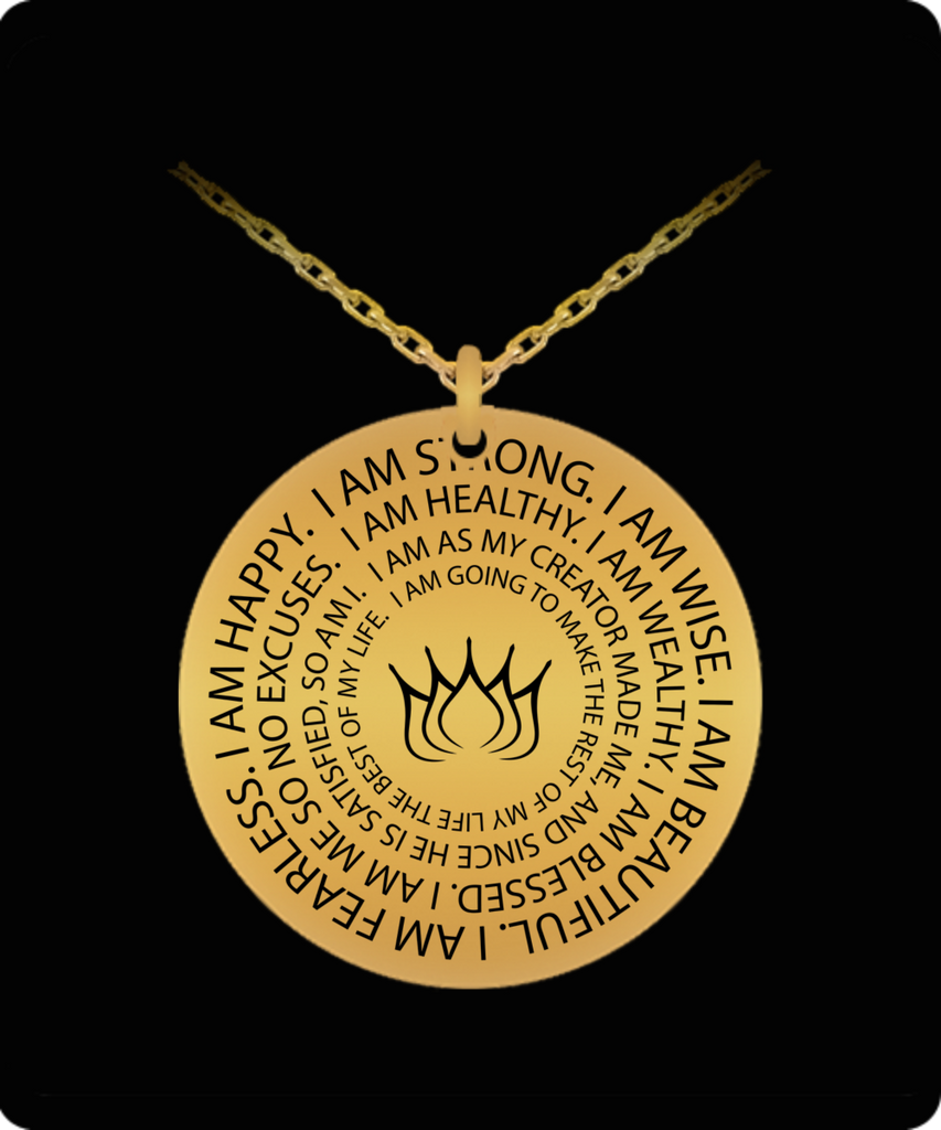 I Am Mantra - Gayatri Mantra Round Necklace - 14,95 Funny Mugs
