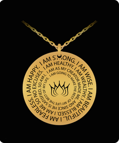 I Am Mantra - Gayatri Mantra Round Necklace - 14,95 Funny Mugs